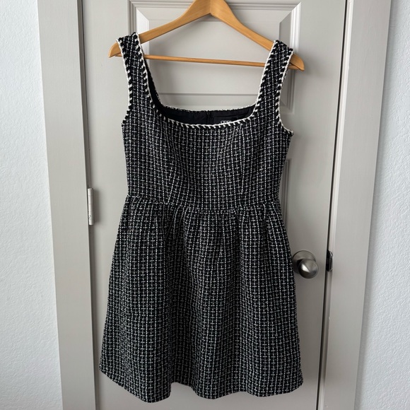 Cider Tweed U-Neckline Solid Mini Tweed Dress in Carbon Size Large NEW - Picture 8 of 15